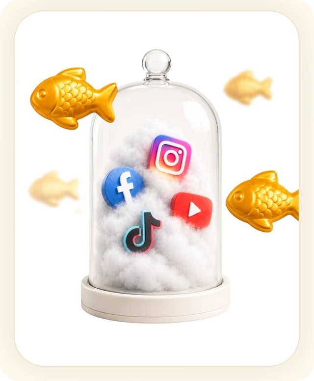 Social apps locked under a glass dome